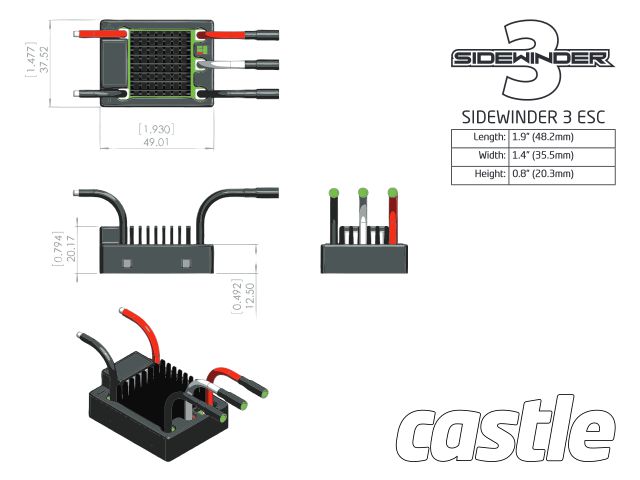 CC-010-0115-03: Brushless-Combo Castle Creations Sidewinder 3 + BL Motor 1406 (6900kV) CC-010-0115-03